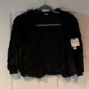 Girls open front faux fur sweater size 7/8 NWT